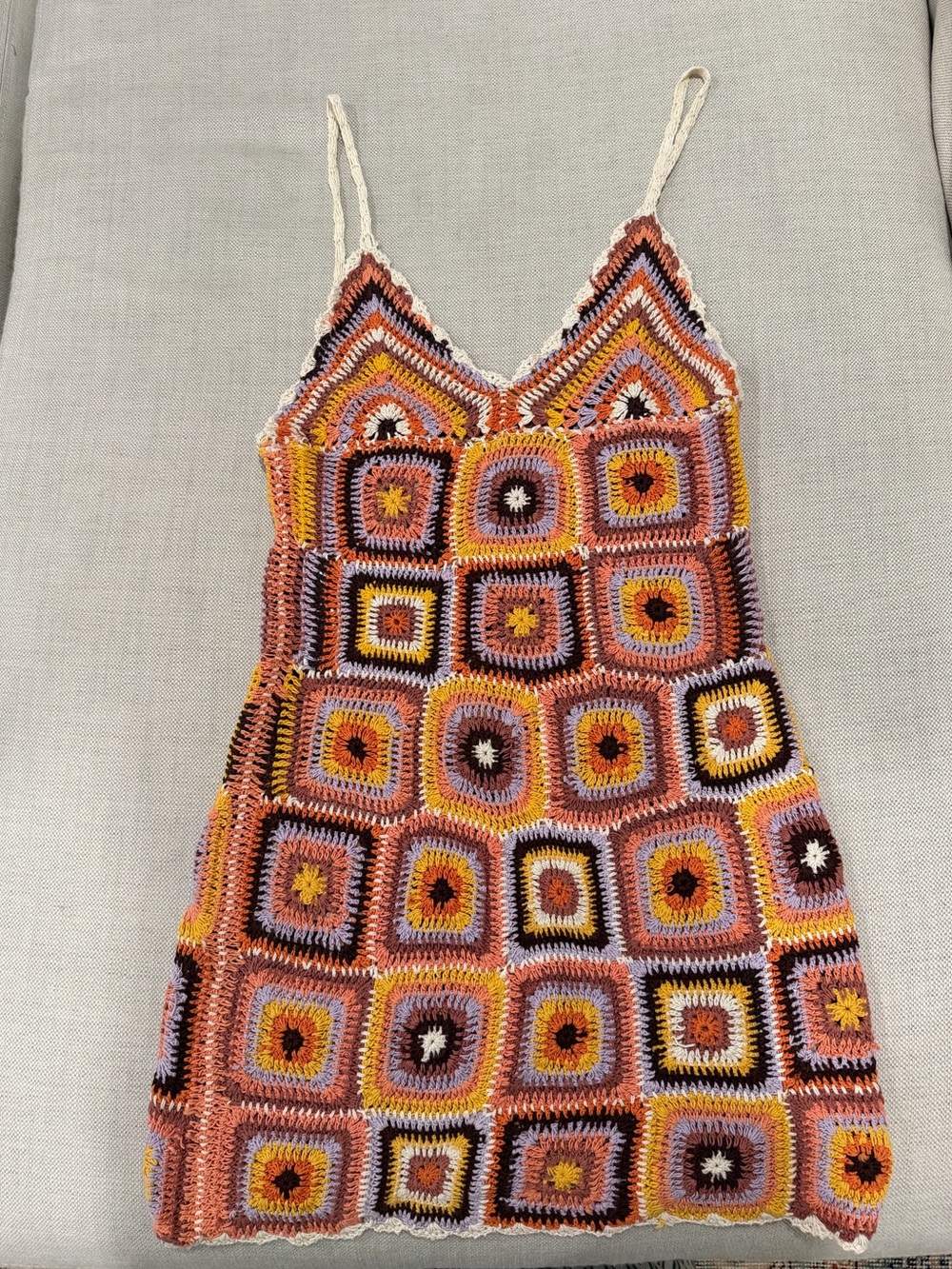 Zara Crochet Patchwork Multicolor Dress